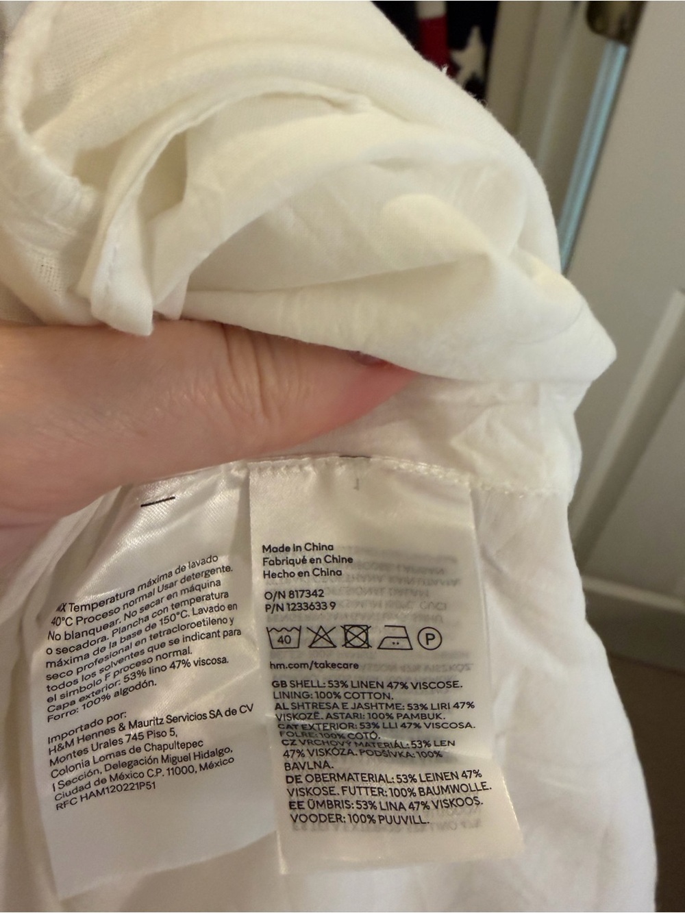 H&M White Ruffle Linen Blend Midi Dress with Spaghetti Straps - Picture 8 of 8